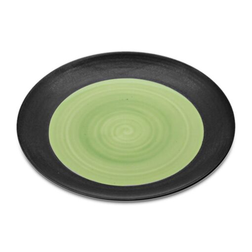 Matte Black And Green Round Dinner Plate – 27cm